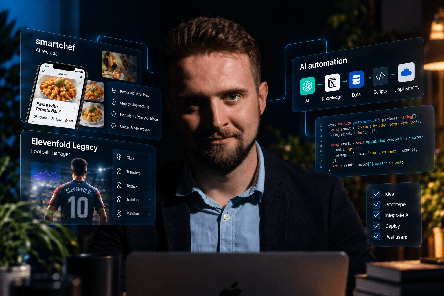 Roman Moroz with SmartChef, Elevenfold Legacy and AI automation graphics